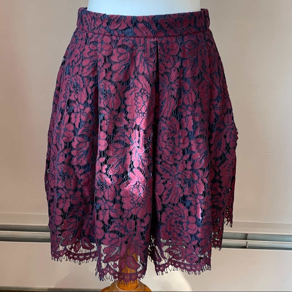 Banana Republic Lace Overlay pleated Skirt
